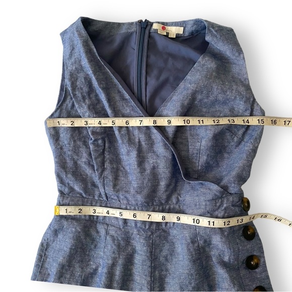 Boden Dorothea Wrap Jumpsuit Women’s Chambray Cropped V-Neck One Piece Jumpsuit - Picture 10 of 13